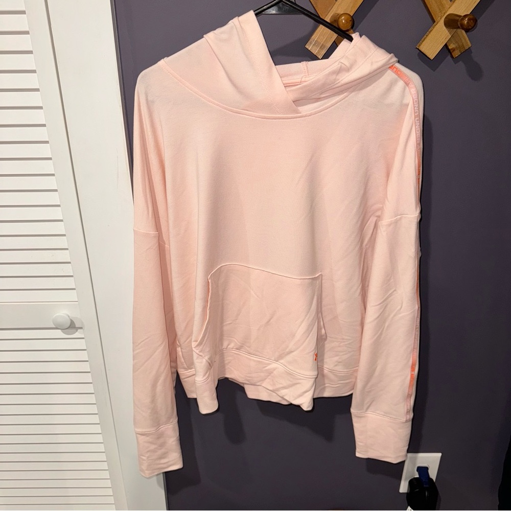 Light pink thin Under Armour hoodie.